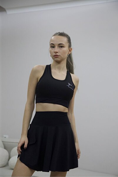 ŞevAyy Şort Etekli Büstiyer Crop Mayo Yüksek Bel Mayo