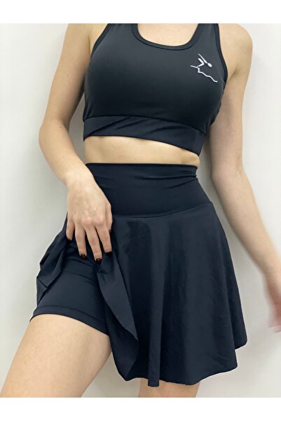 ŞevAyy Şort Etekli Büstiyer Crop Mayo Yüksek Bel Mayo