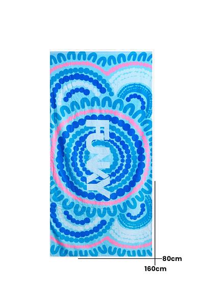 Funky Trunks Funky Bundjalung Blue Towel, Training & Sports Towel (160X80)