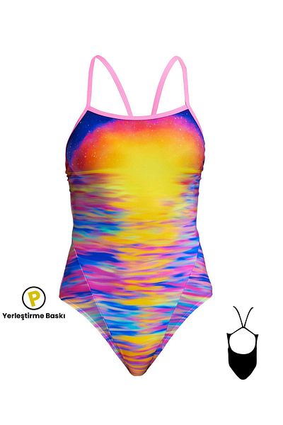FUNKİTA Funkita Ss Darkinjung Sunset Women's Swim Trunks – Chlorine Resistant and Thin Straps