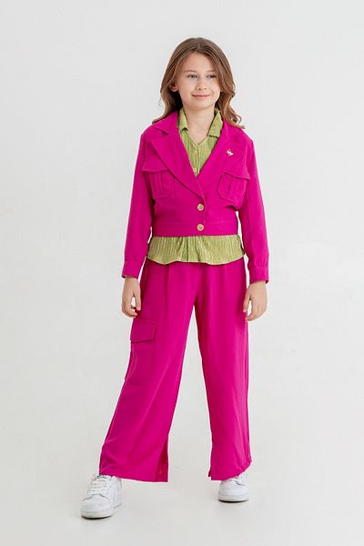 GİYİCEM TEKSTİL Girl's Crop Jacket Triple Suit 4407
