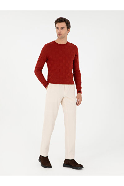 Cacharel Ekru Slim Fit İnce Fitilli Kadife Kumaş Pantolon 50291246-VR019