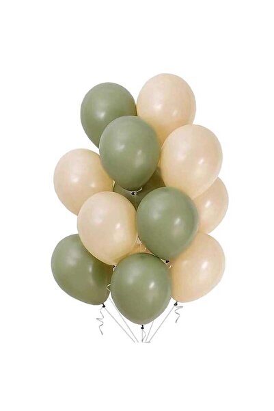 aşkın concept Küf Yeşili ve Deniz Kumu Soft Mat  Lateks Balon 12 Adet