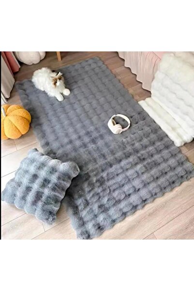 Sihirli Halı Yumuşak Post Peluş Halı Kaymaz Tabanlı Antrasit Renk Yeni Bubble Serisi