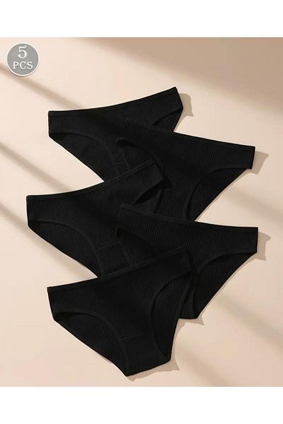 İmpavido Chiloți Bikini Pachet 5 Camisole Neagră Bumbac Lycra