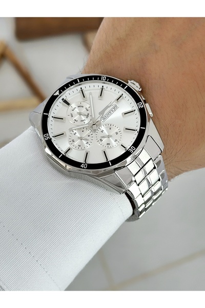 Slazenger Function Silver Color Steel Band Men's Wrist Watch 2245.2.01Sz