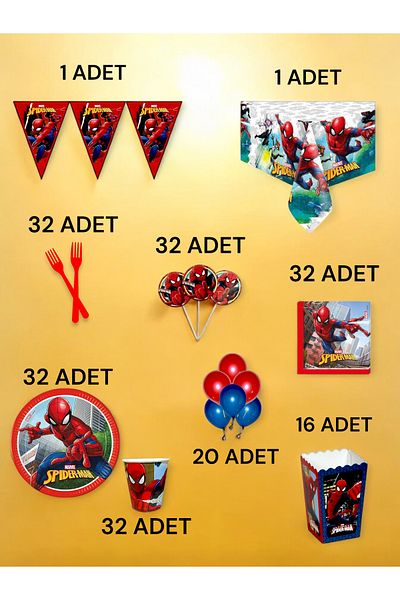 VibeHome 32 Person Spiderman Themed XL Package - Birthday Party and Fun Events