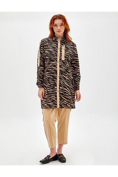 Kayra Black Tiger Patterned Tunic