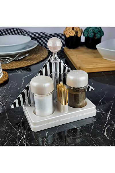 eser plastik Peçetelik Ve Kürdanlıklı 2li Tuzluk Ve Baharatlık Karabiberlik S...