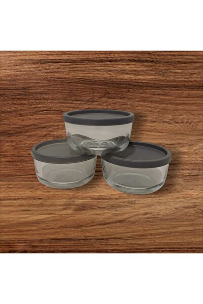 LAV Feyzade - 380 Cc X 3 Pieces Round Storage Container with Anthracite Lid
