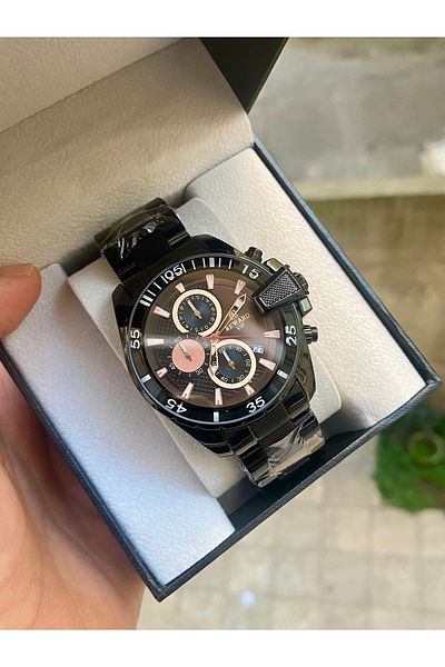 Reward Vip Black Men's Steel Wristwatch 3 Atm Waterproof All Functions Active