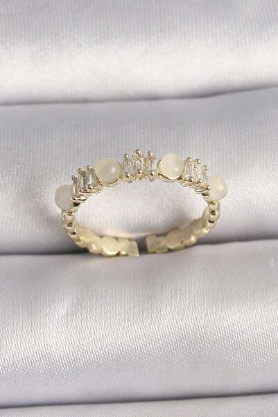 SeyCey.co النحاس الذهب اللون الزركون حجر أبيض المينا حلقة قابلة للتعديل