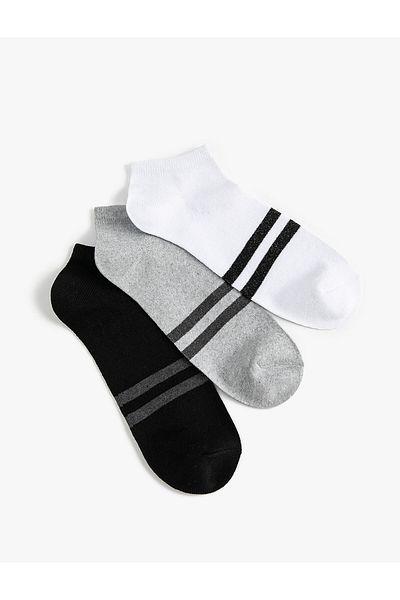 Koton Set de 3 ciorapi papuci cu detaliu dungi multicolore