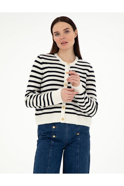 Pierre Cardin Ecru Crop Top Knitwear Cardigan 50290550 -Vr019