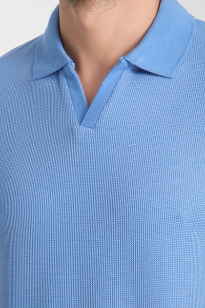 Frappoli Ανδρικό μπλουζάκι με λαιμόκοψη με βάφλα Comfort Fit - 100% βαμβάκι