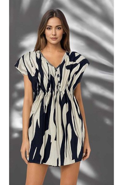 KENT Kende Women's Black and White Patterned Licral Summer Dress