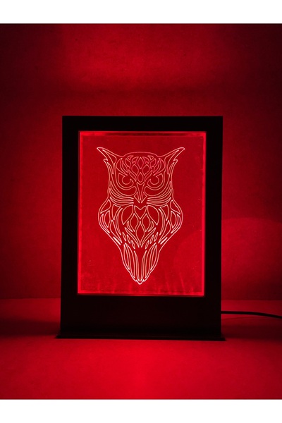 MODAT Masa Üstü Ledli Gece Lambası ve Baykuş Desenli Pleksi