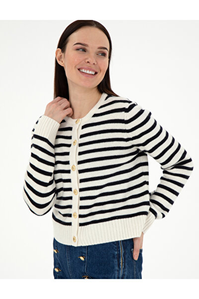 Pierre Cardin Ekru Crop Top Triko Hırka 50290550-VR019