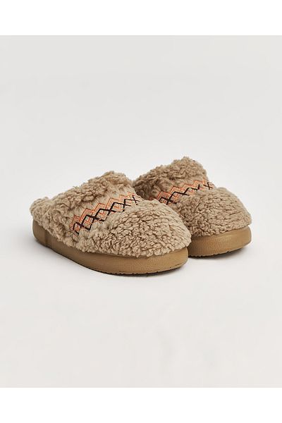 Chirpy Women's Winter Embroidered Camel Wool House Slippers