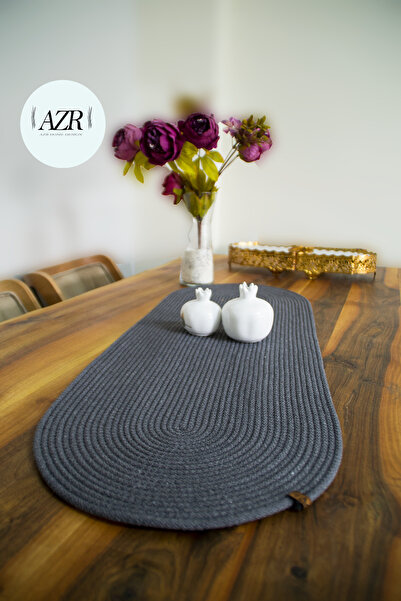 AZR HOME DESİGN JÜT HASIR ANTRASİT RUNNER DEKOR