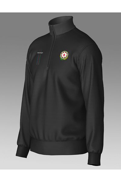 Bulvar Lee Men's Zippered Neck Casual 95% Cotton 5% Lycra Azerbaijan Flag Printed Sweatshirt