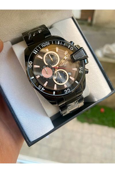 Reward Vip Black Men's Steel Wristwatch 3 Atm Waterproof All Functions Active