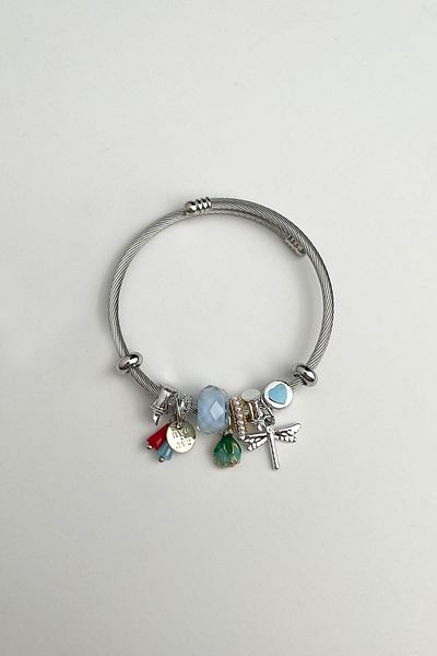 Modex Dragonfly Pearl Detail Steel Figured Spring Bracelet