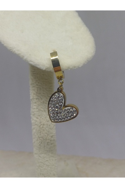 nilüfer takı tasarım KALP DESENLİ ZİRKON TAŞLI L316 PASLANMAZ ÇELİK KÜPE