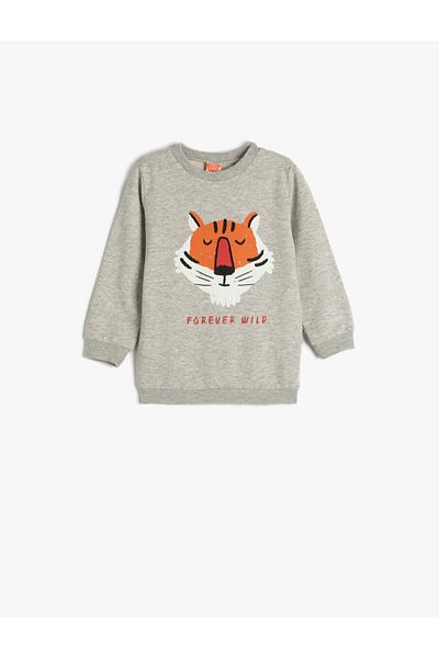 Koton Sweatshirt Lion Printed Long Sleeve Crew Neck