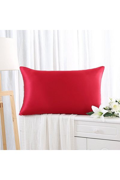 silkworm Siklworm Life , Red Colored 100% Pure Silk Pillow (50cm 70 cm) 1 Piece...