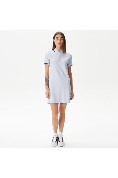 Lacoste Women's Straight Fit Half Zipper Light Blue Dress