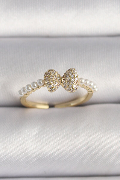 PARILTIATÖLYESİ النحاس الذهب اللون الزركون حجر القوس اللؤلؤ التفاصيل حلقة قابل للتعديل