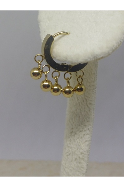 nilüfer takı tasarım TOPÇUKLU SALLANTILI ÇELİK KÜPE L316 PASLANMAZ