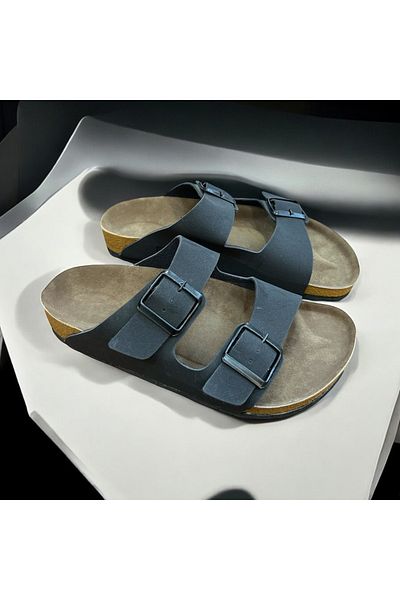 YUNUSTERLİK63 Arizona Unisex Orthopedic Slippers - Comfortable Sole, Adjustable Buckle, Black Color