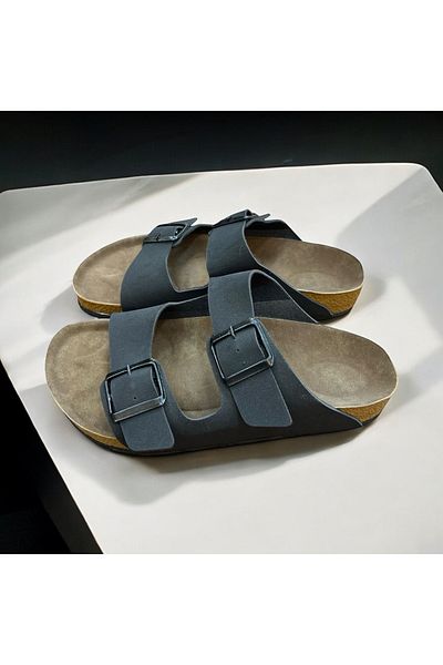 YUNUSTERLİK63 Arizona Unisex Orthopedic Slippers - Comfortable Sole, Adjustable Buckle, Black Color