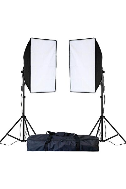 cazipshop 50x70 Softbox Güçlü Led Ampullü Youtube Video ve Fotoğraf 2li Softbox Sürekli Işık Seti