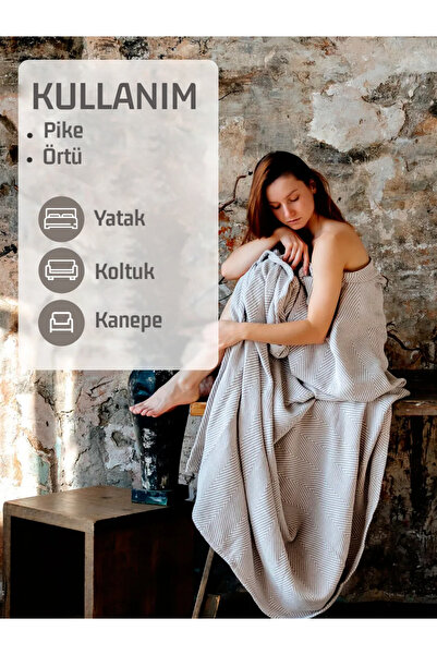 Genel Markalar Carden Organik Pamuklu Koltuk Örtüsü Desenli 200x230 Cm Kanepe Çekyat Buldan Bezi Bej