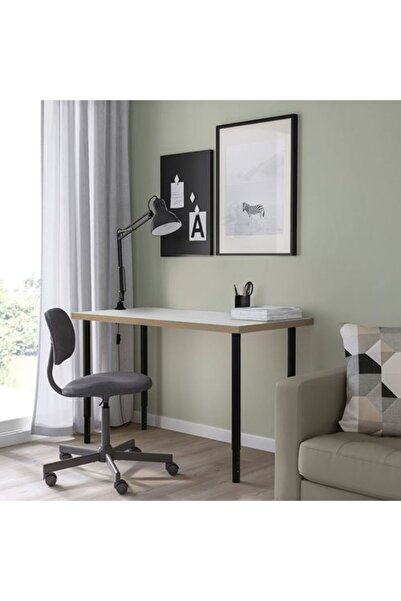 IKEA LAGKAPTEN/OLOV, çalışma masası, beyaz-antrasit-siyah, 120x60 cm