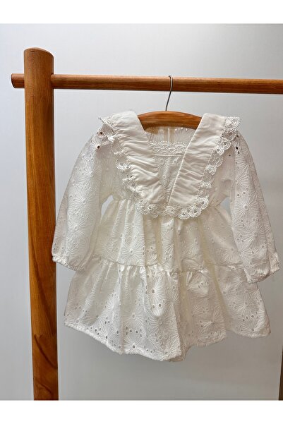 Butik Kız Bebek Beyaz Fistolu Elbise