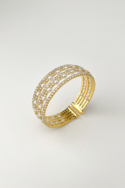 Modex 22 cm Handcuff Bracelet with Zircon Stone and Pearl Detail