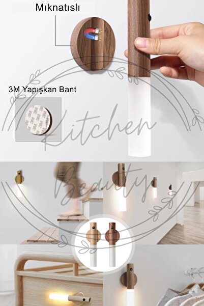 Kitchen Beauty Mıknatıslı Hareket Sensörlü Şarj Edilebilir Akıllı Led Gece Lamba USB Lamba Masa Duvar Dolap Aplik