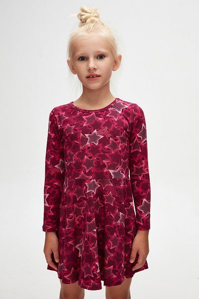 LOVETTI Girls Pointing Stars Pattern Long Sleeve Dress