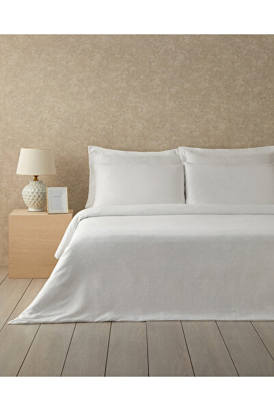 English Home Taylor Lyocell Saten King Size Çarşaflı Nevresim Takımı Beyaz