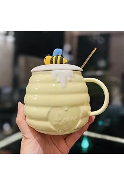 hediyeconcepti 400ml Kawaii Arı Seramik Kupa Karıştırma Kahve Süt Su Bardağı ...