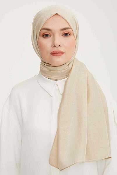 Armine Trend Bej Düz Renk Pırıltı Şal 1 - 23005
