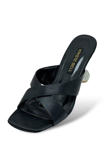 KRISTE BELL Black Stone Detailed Women's Heeled Slippers