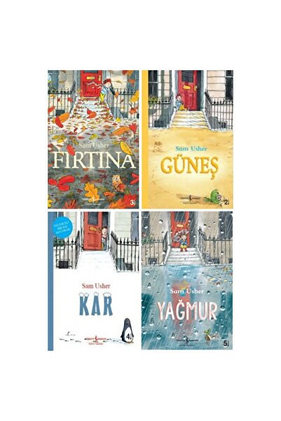 TÜRKİYE İŞ BANKASI KÜLTÜR YAYINLARI en sevilen-Fırtına - Güneş - Kar - Yağmur Resimli Hikaye Kitapları 4 Kitap Set