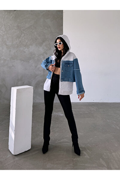 MyLook Sa kapuljačom Dukserica sa detaljima od teksasa