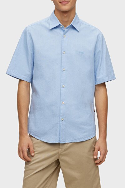 BOSS % 100 Pamuk Regular Fit Kısa Kollu Kent Yaka Gömlek Erkek GÖMLEK 5048935...