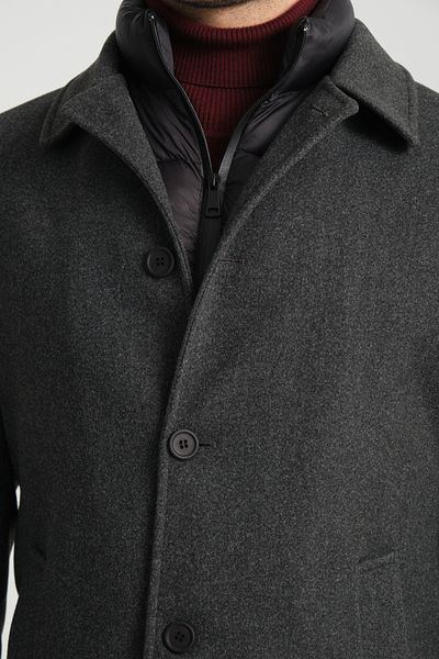 Frappoli Ανδρικό παλτό Thick Cashmere - Baby Collar, Regular Fit, Μπροστινή πλήρωση
